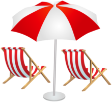 Beach umbrella and chaise longue