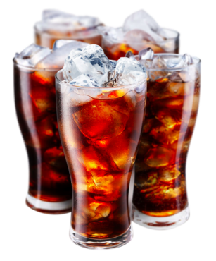 Cola in a glass with ice