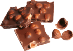 Chocolate with whole hazelnuts