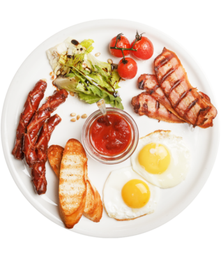 English breakfast with bacon