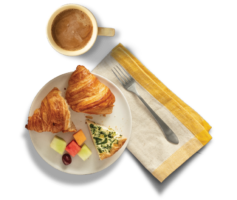 Breakfast croissant with coffee