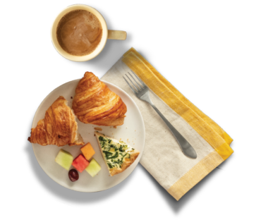 Breakfast croissant with coffee