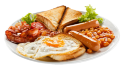 English breakfast with bacon