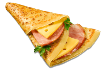 Pancakes with ham and cheese