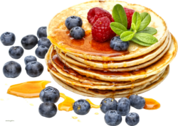 Pancakes with berries, breakfast