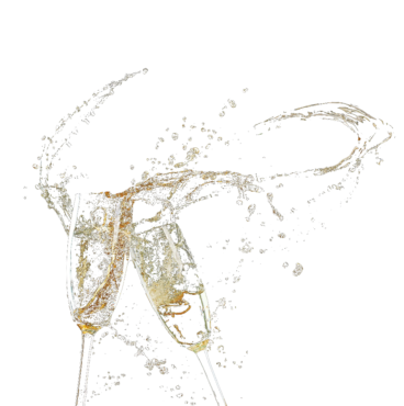 Champagne glasses with splashes