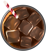 Coca-Cola with ice top view