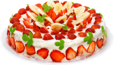 White cake with strawberries