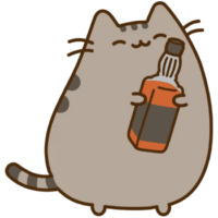 Cat pusheen with wine
