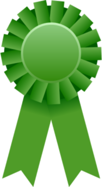 Medal with green ribbon