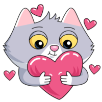 Sticker of a cat with a heart, VK
