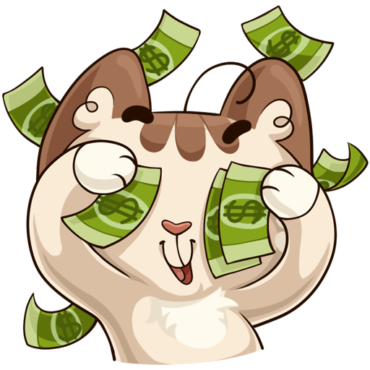 Sticker cat with money, VK