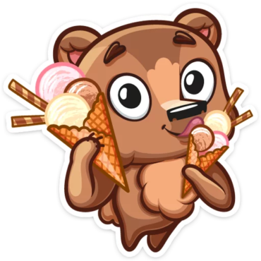 Sticker bear with ice cream, VK