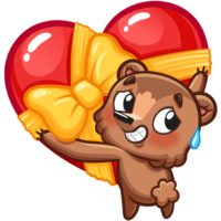 Sticker bear with a heart, png, vk