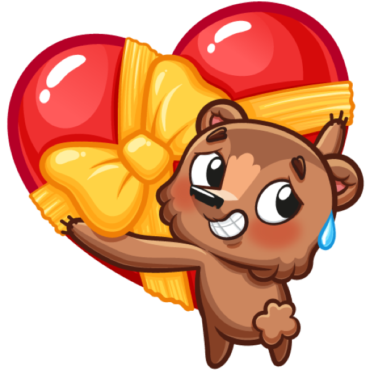 Sticker bear with a heart, png, vk