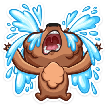 Sticker bear crying, png