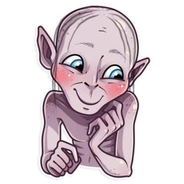 Gollum is embarrassed by the sticker, vk