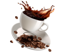 Coffee cup, coffee beans