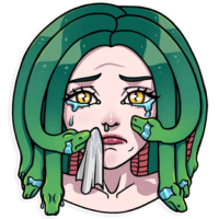 Stickers medusa gorgon cries, png
