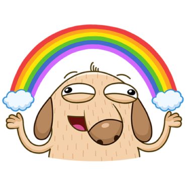 Sticker doggie with rainbow