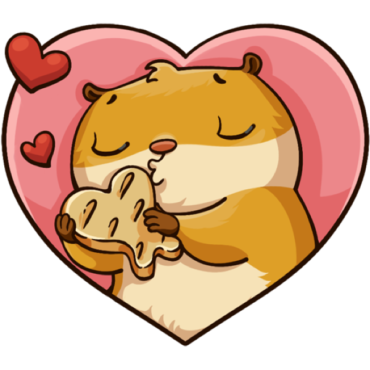 Sticker in love hamster