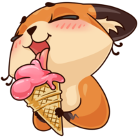 Sticker fox with ice cream