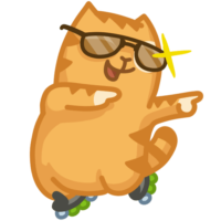 Sticker cat on roller skates, VK