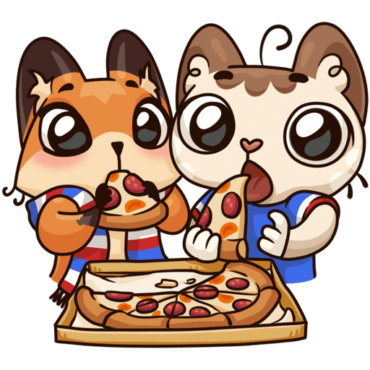 Cute fox and cat stickers, png
