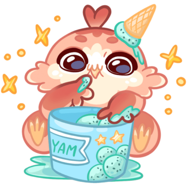 Sticker bird has ice cream, png