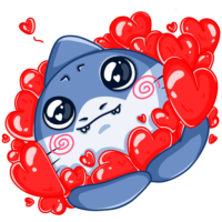 Cute shark sticker, png