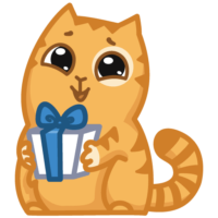 Sticker cat gives a gift, VK