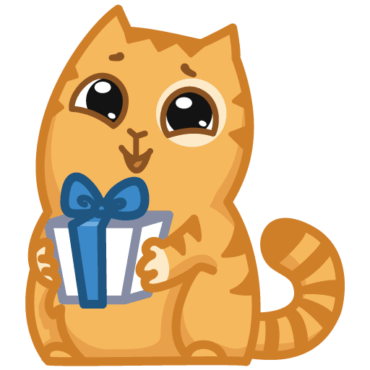 Sticker cat gives a gift, VK