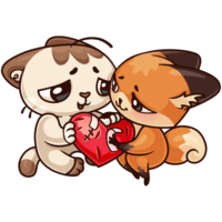 Fox cub and kitty stickers, vk