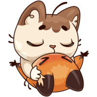 VK sticker, a fox cub and a cat kiss