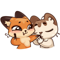 VK sticker, cat and fox