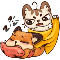 VK sticker, cat and fox stickers, png