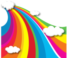 Multicolored rainbow, clouds