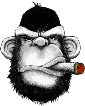 Sticker monkey with a cigarette