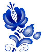 Gzhel flowers, PNG