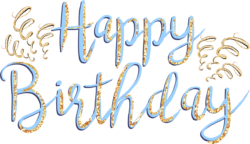 Happy birthday text, inscription