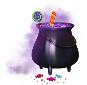 Witch’s cauldron with sweets