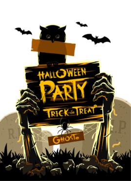 The inscription “Halloween party”