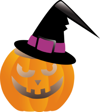 Pumpkin in a hat for Halloween