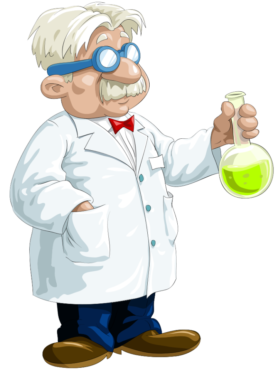 Cartoon scientist chemist