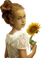 Clipart girl and sunflower