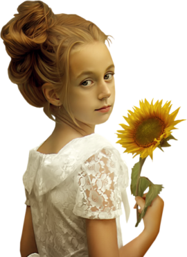 Clipart girl and sunflower