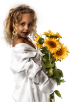 Girl with sunflowers