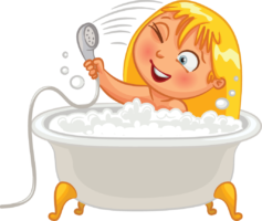 The girl is bathing