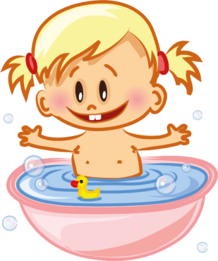 Baby bathing clipart