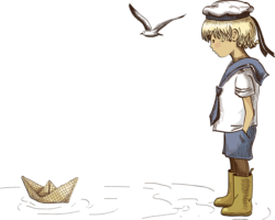 A boy with a boat